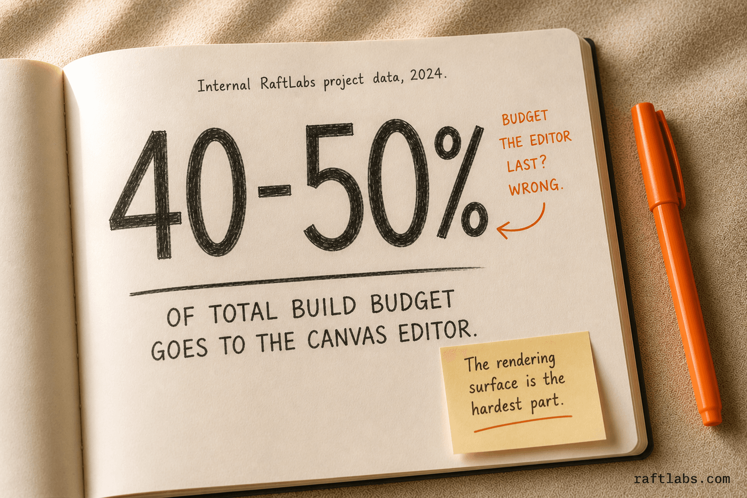 The canvas editor consumes 40-50% of total design tool development budget