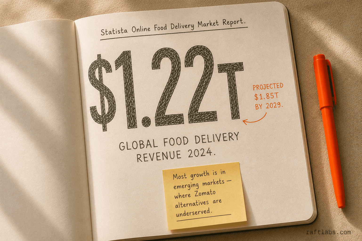 Global online food delivery market generated $1.22 trillion in revenue in 2024