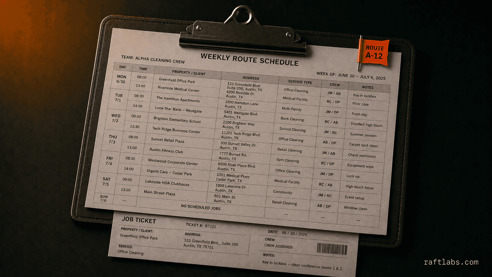 cleaning service manager reviewing cleaner schedules and customer bookings on an operations dashboard