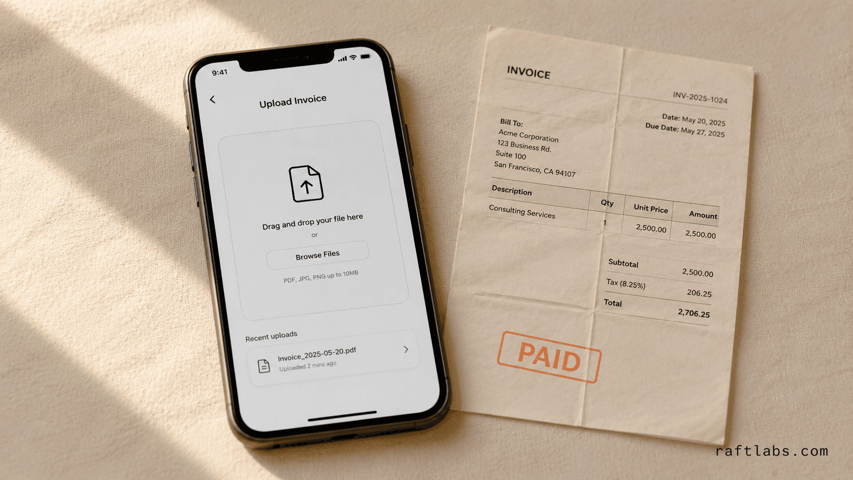 Invoice Uploading Screen