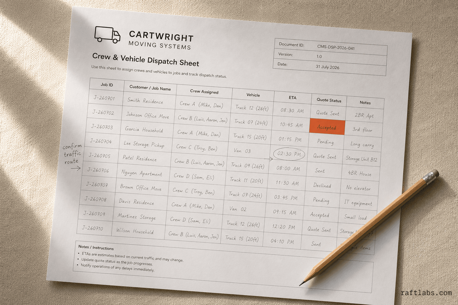 Moving Company Booking and Dispatch Software