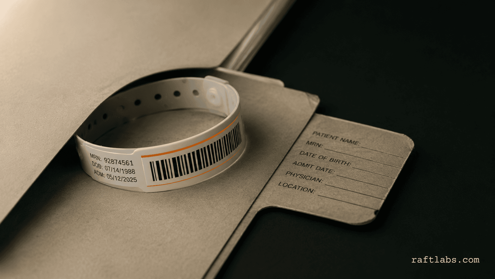 Patient intake form with hospital wristband - AI agents for healthcare automation