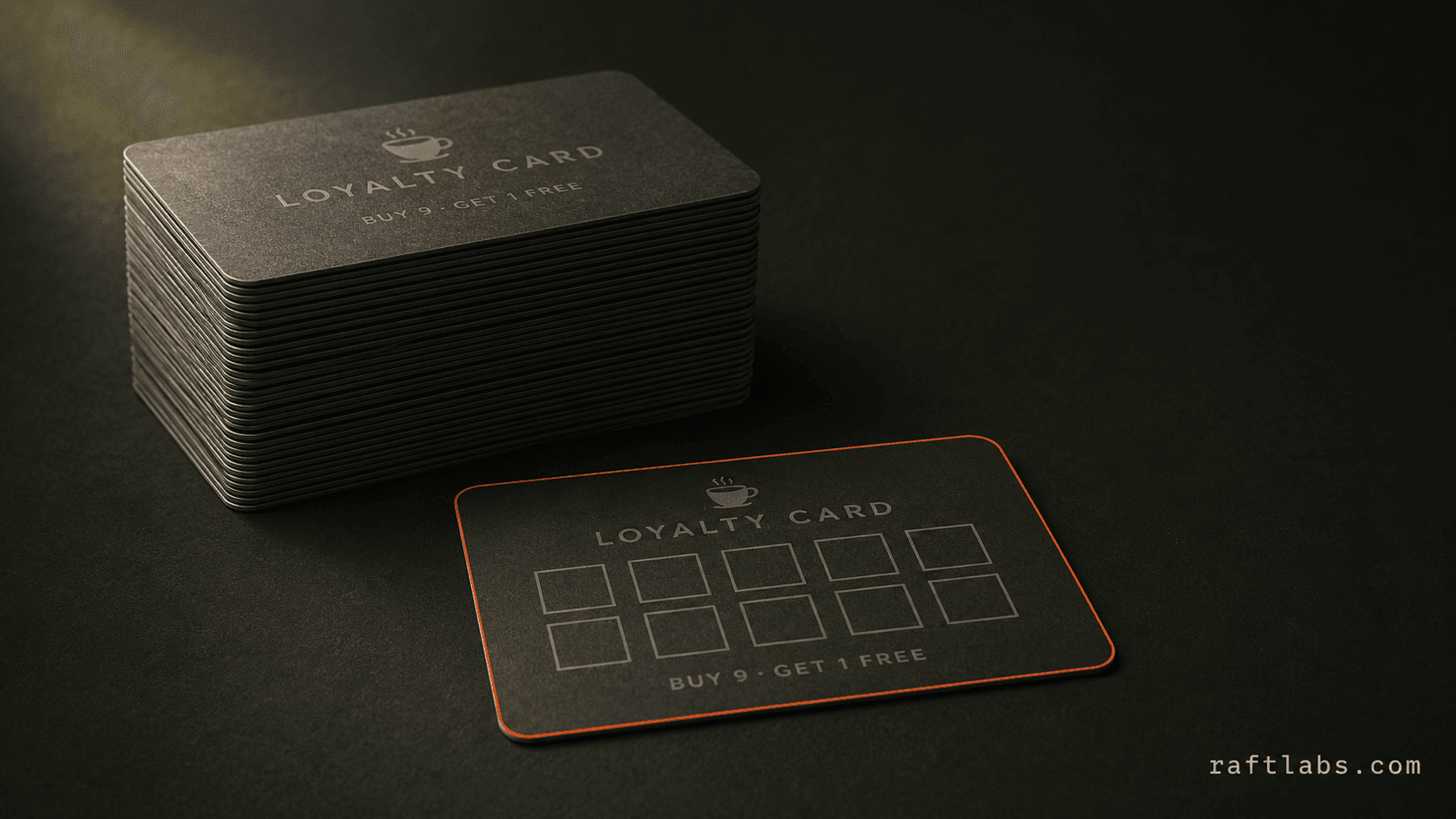Stacks of loyalty cards and a phone with an engagement notification showing low activity