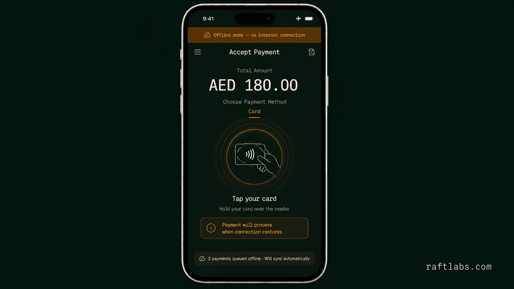 Merchant taking a mobile payment away from a counter