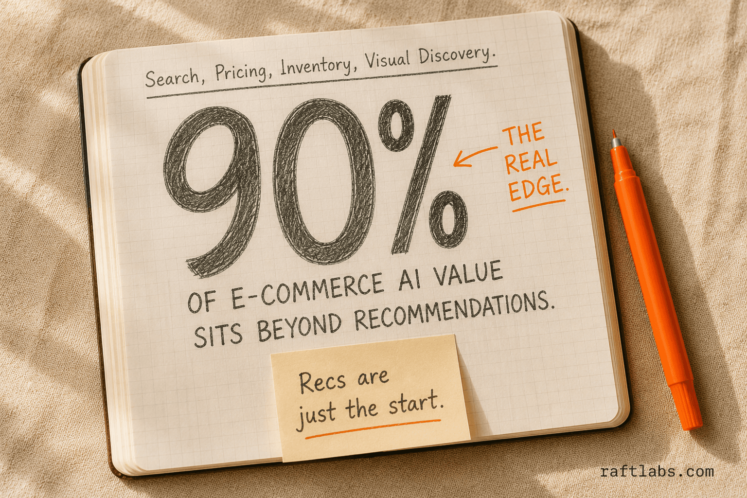 90% of e-commerce AI value sits beyond product recommendations - in search, pricing, inventory, and visual discovery
