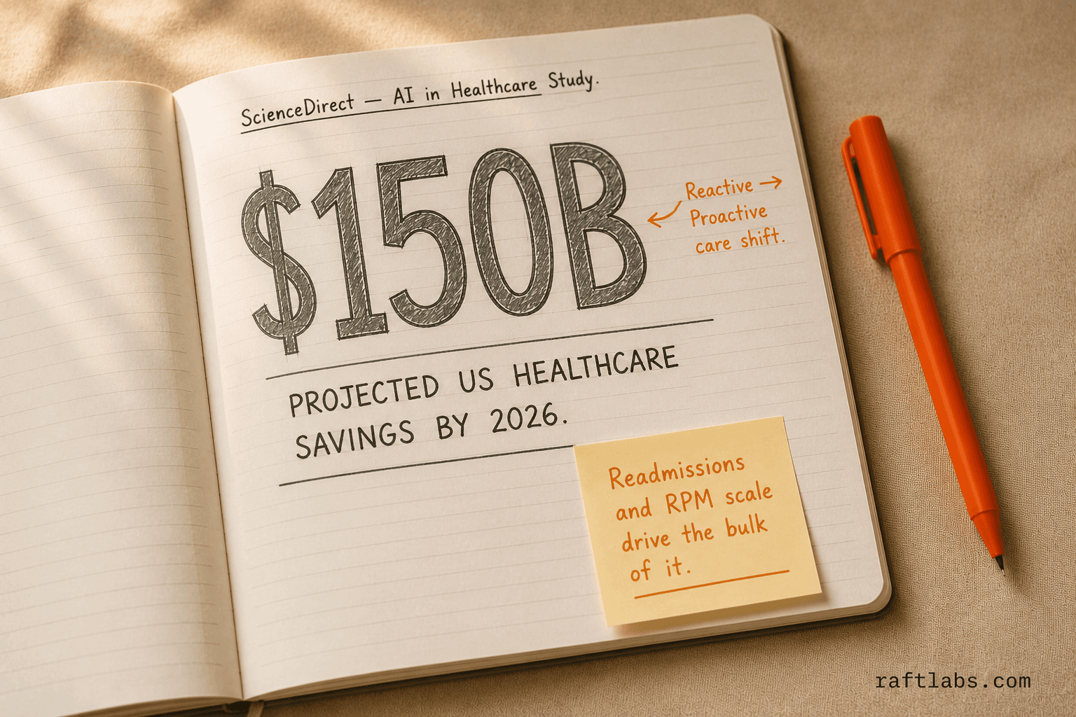 AI in healthcare could reduce US costs by $150 billion by 2026 by shifting from reactive to proactive remote patient monitoring