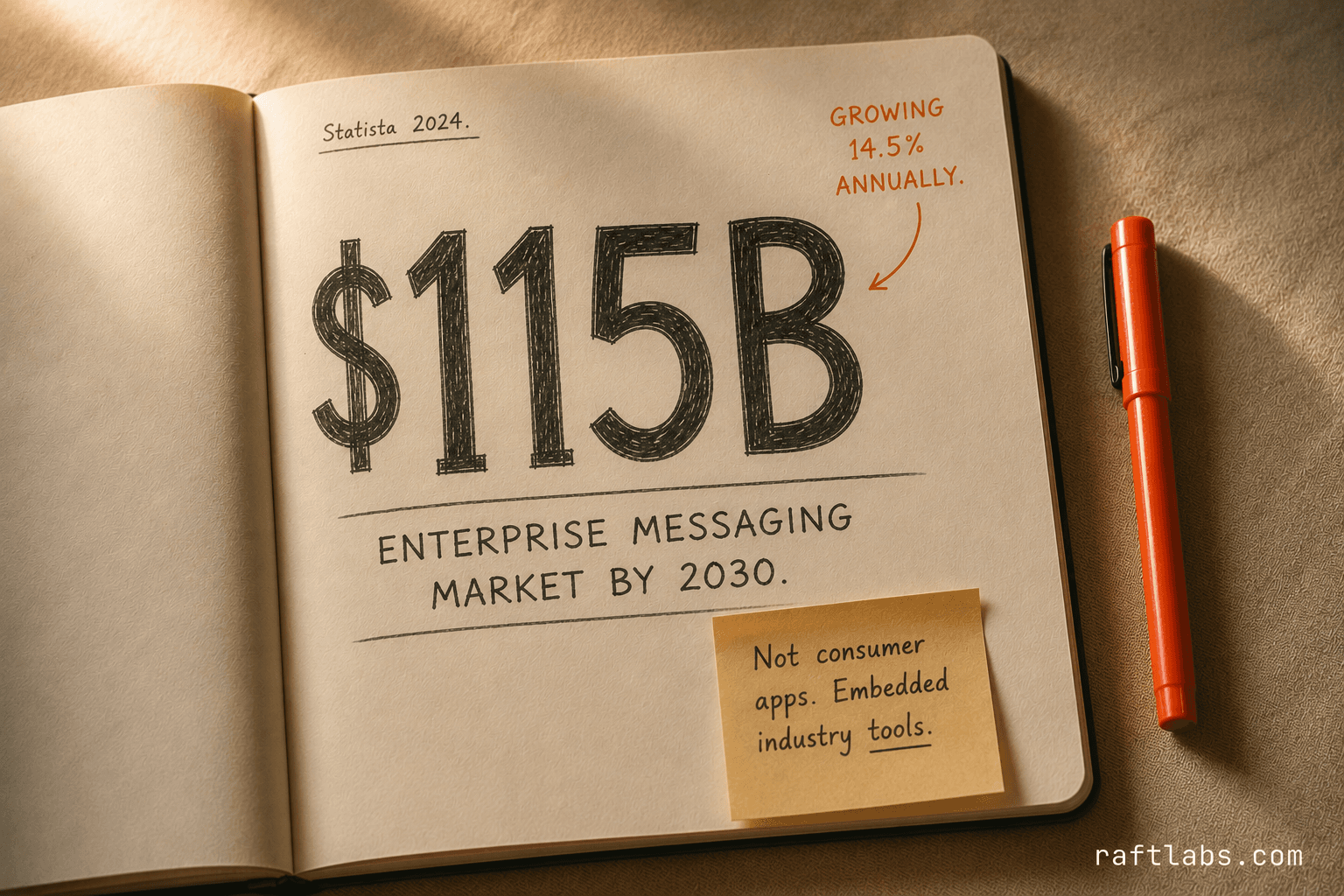 $115B enterprise messaging market projection by 2030