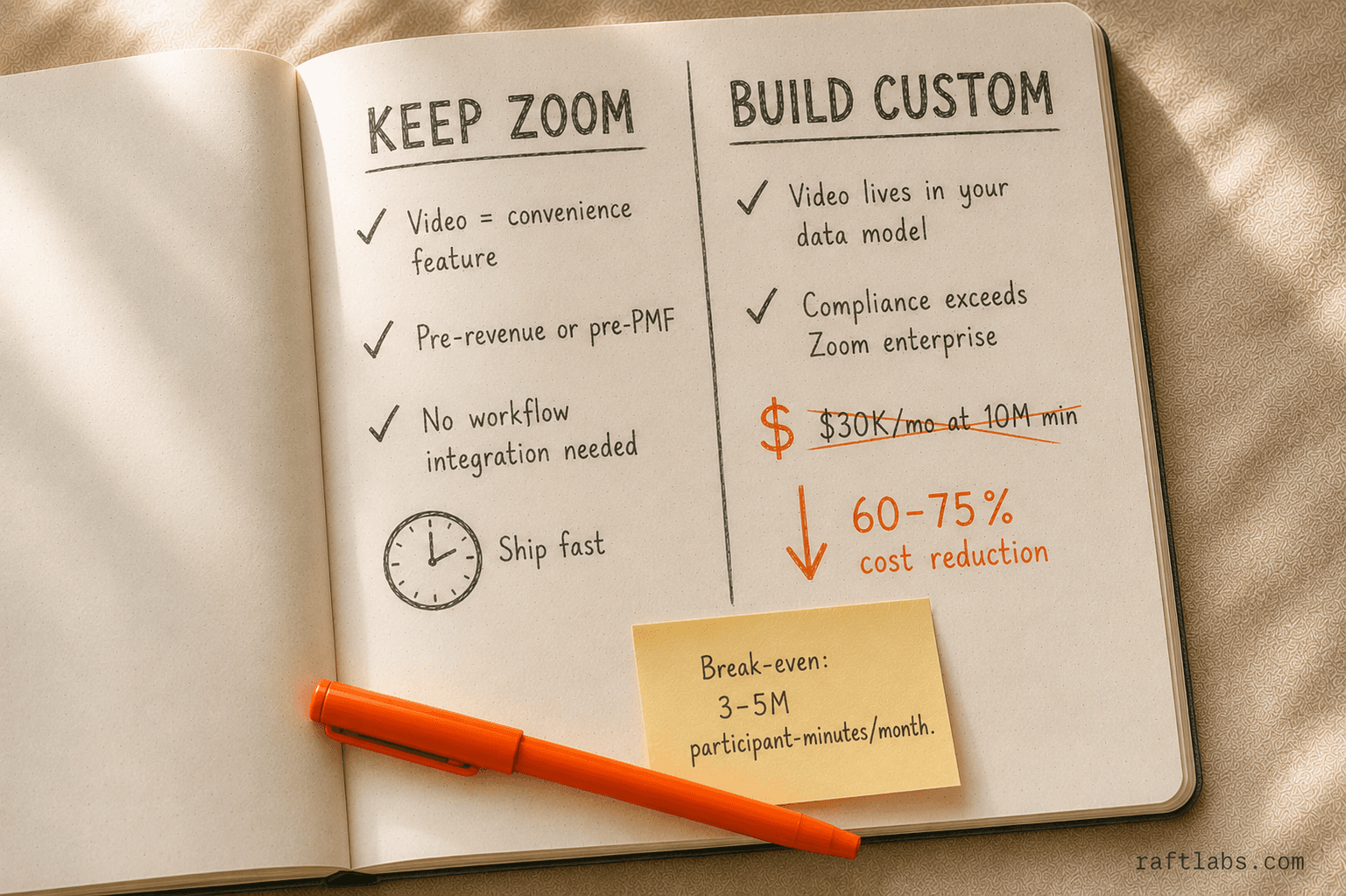Build vs. Zoom decision matrix: when to keep Zoom versus building custom video infrastructure for your vertical platform