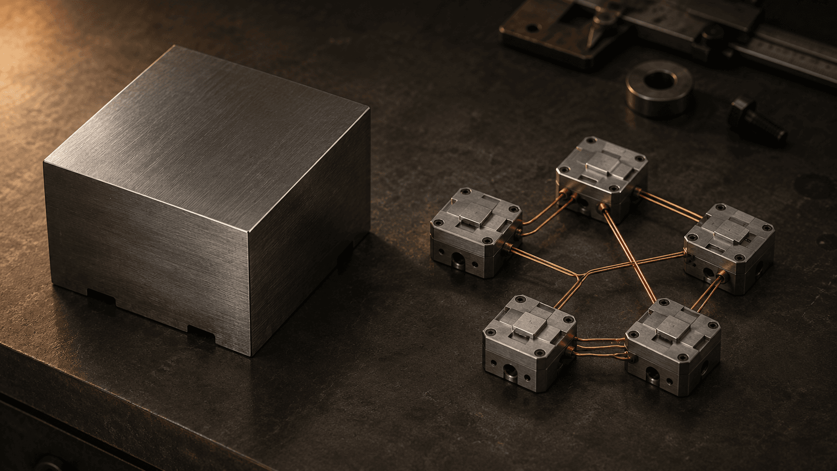 Monolith vs microservices architecture comparison showing a solid block versus a network of connected modules