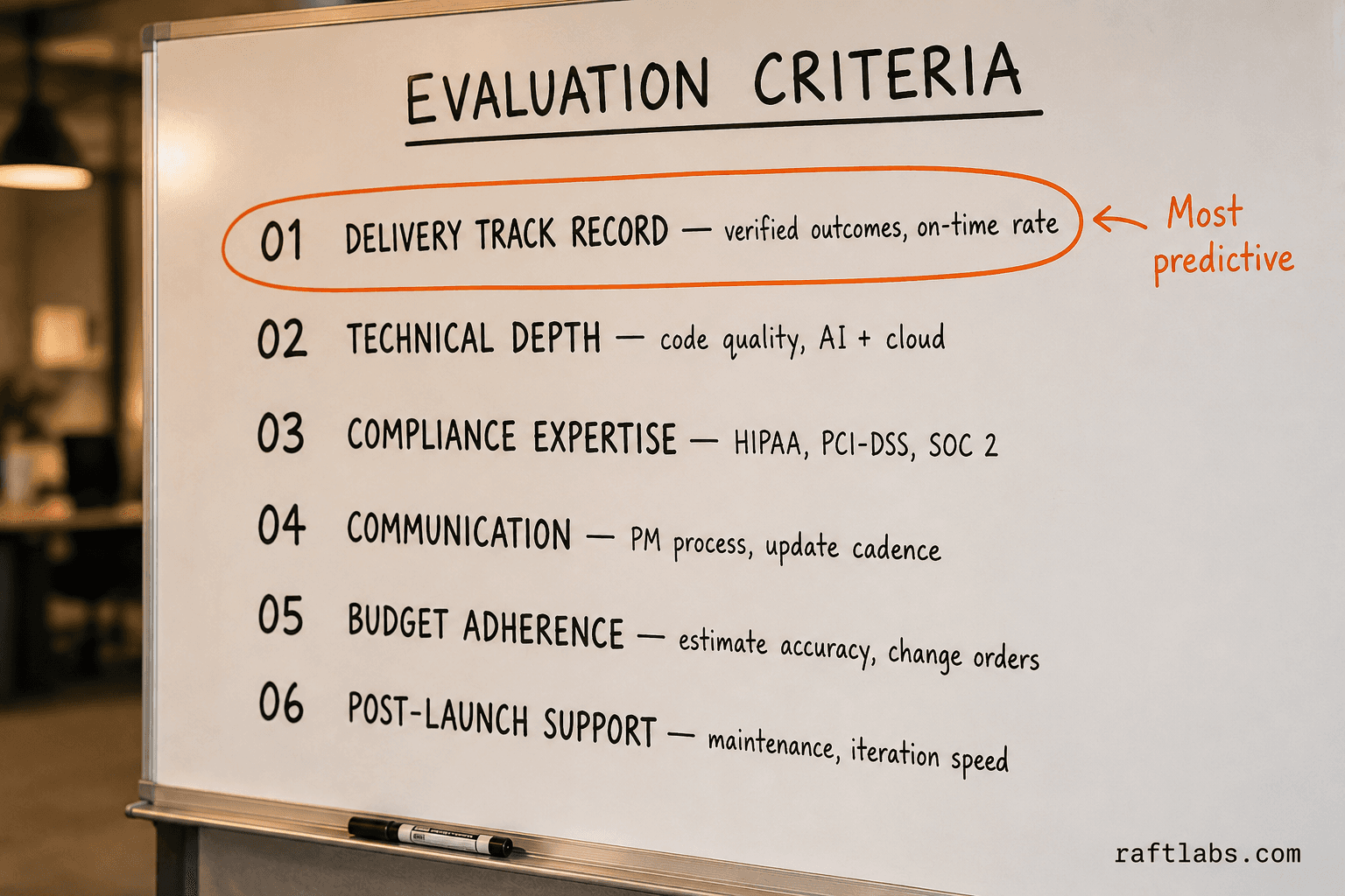 Six criteria used to evaluate and rank product development companies