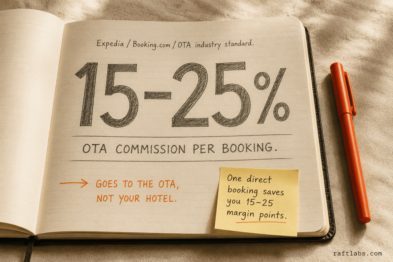 OTA commission of 15 to 25 percent per booking drains boutique hotel margins