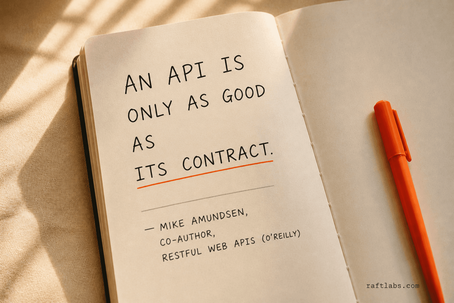 Mike Amundsen quote: An API is only as good as its contract -- the documentation, schema, and versioning policy are what make it a platform rather than a set of endpoints