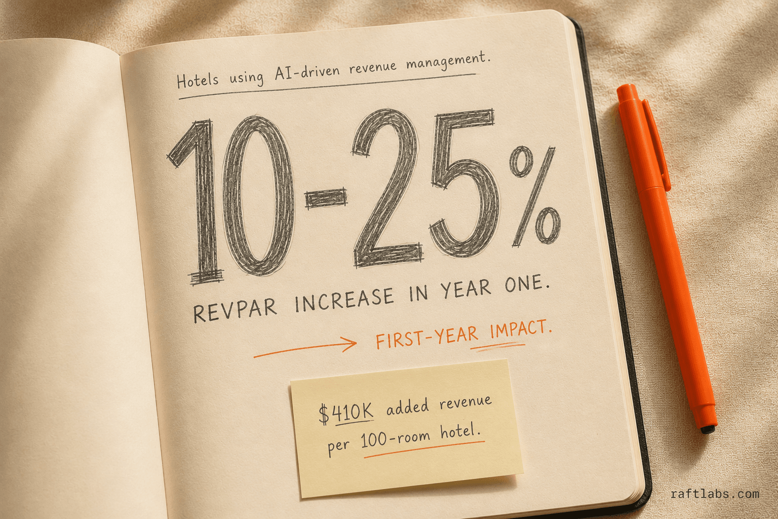10–25% RevPAR increase in year one from AI-driven revenue management