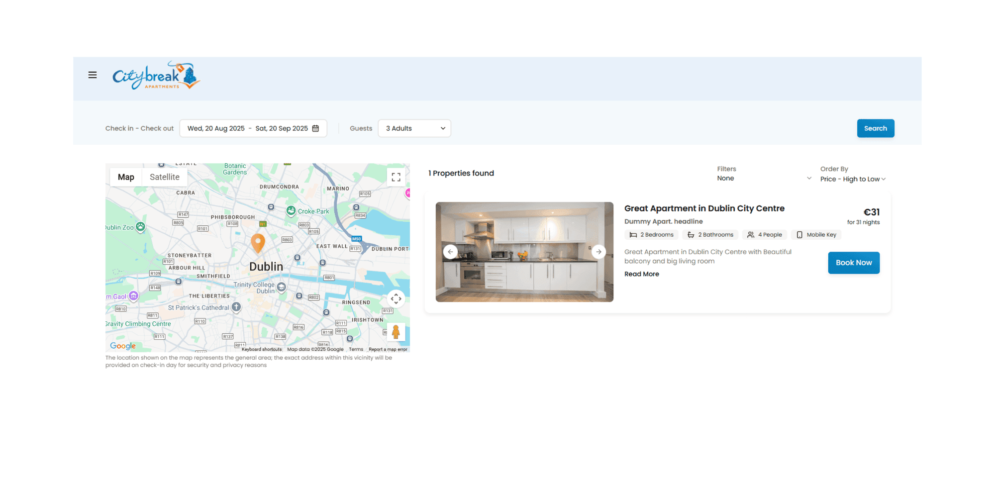 City Break Apartments booking website
