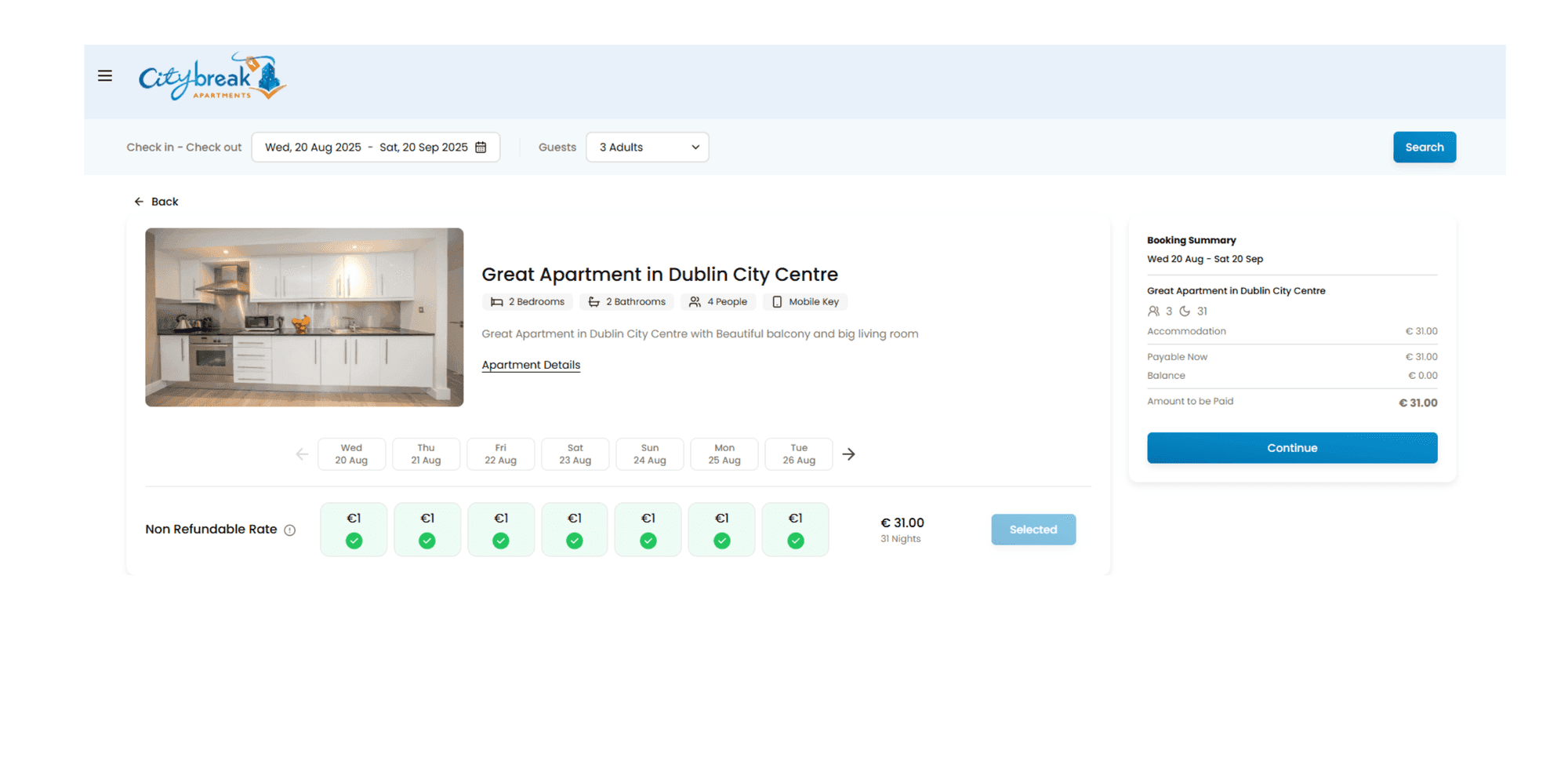 Digital check-in for City Break Apartments