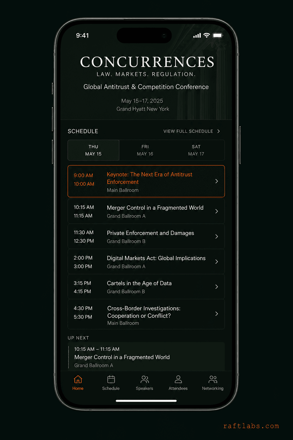 Concurrences Events Flutter mobile app for legal conference discovery and registration