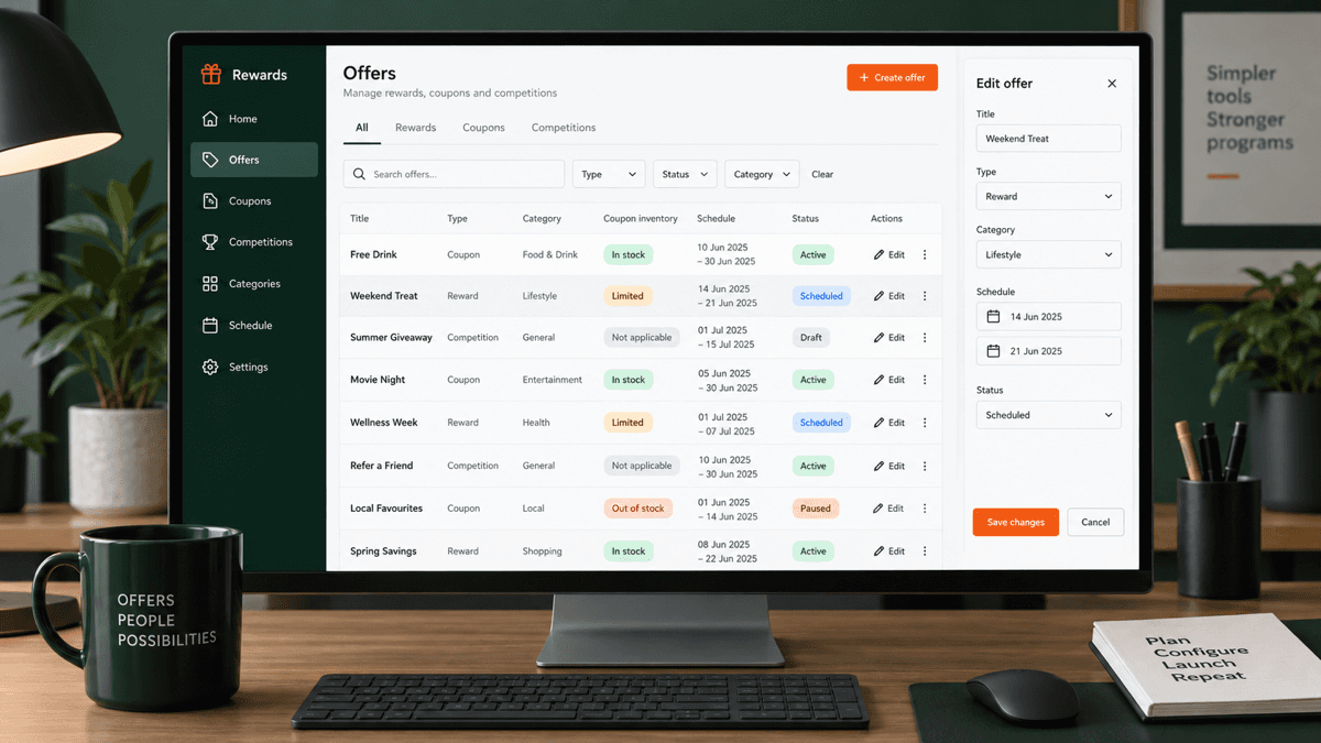 OOHPOD rewards, coupon inventory, competition, and campaign administration
