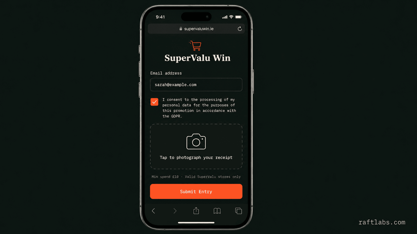 Illustrative reconstruction of the shopper receipt submission flow