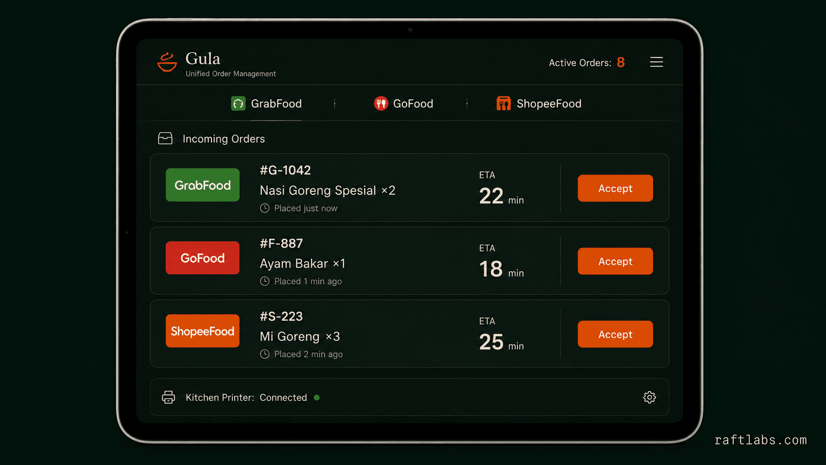 Centralized food order management platform for Indonesian restaurants