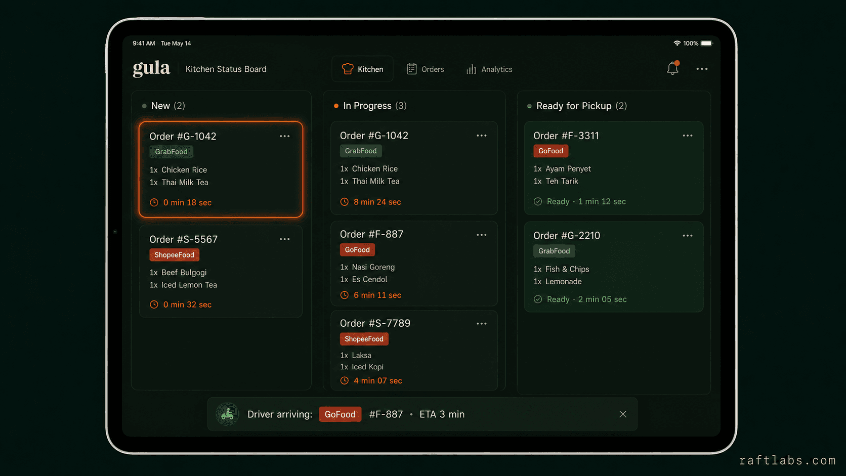 Real-time order tracking