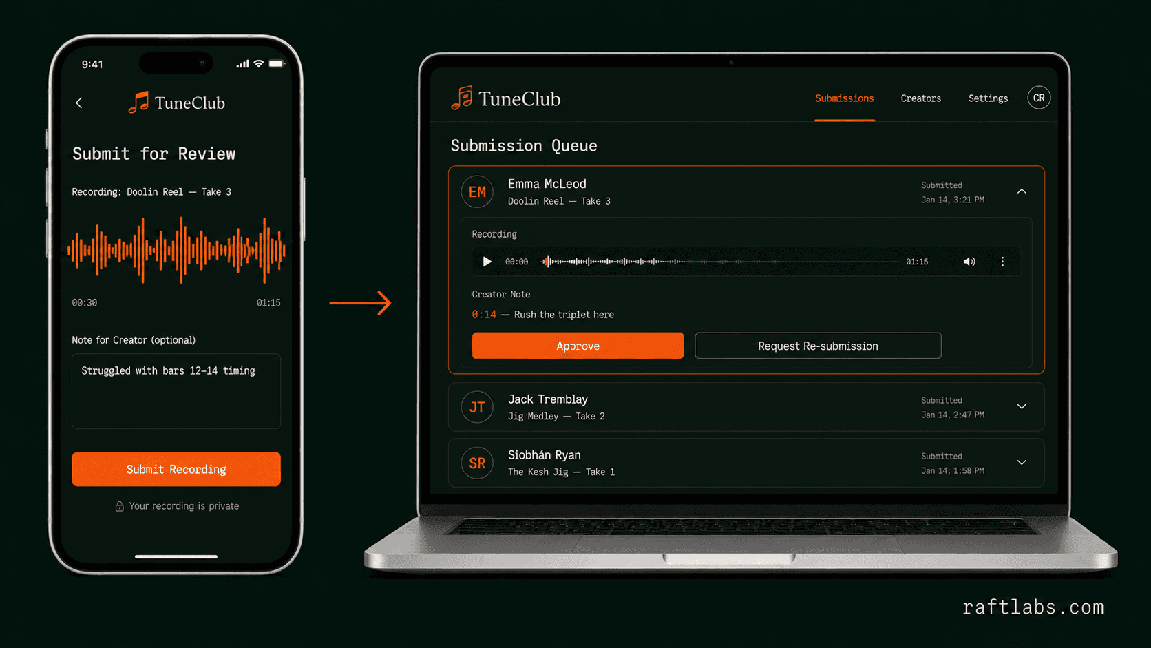 TuneClub creator-defined subscription tiers and offerings