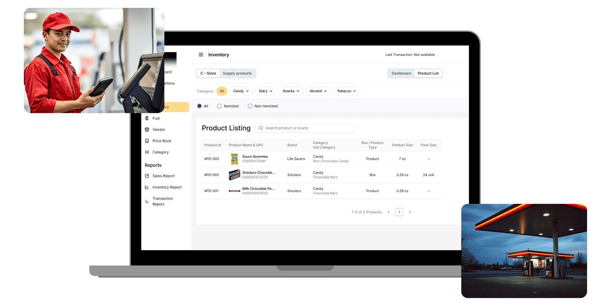 Gas station management software dashboard for a multi-location operator on Gilbarco Passport POS