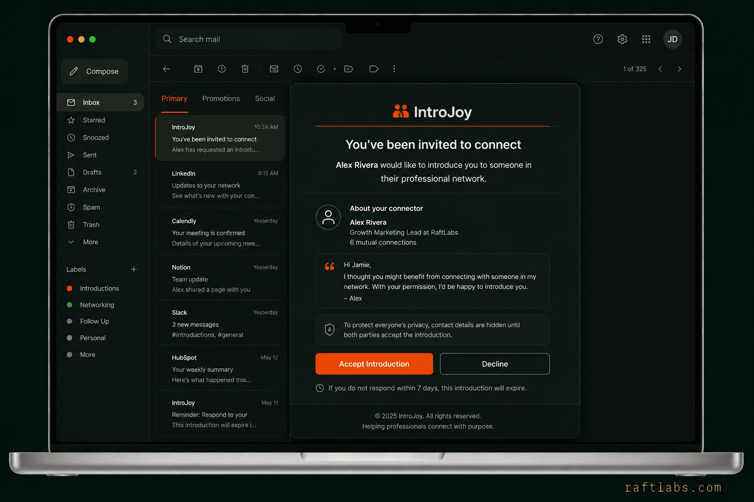 Double opt-in email confirmation flow for professional introductions