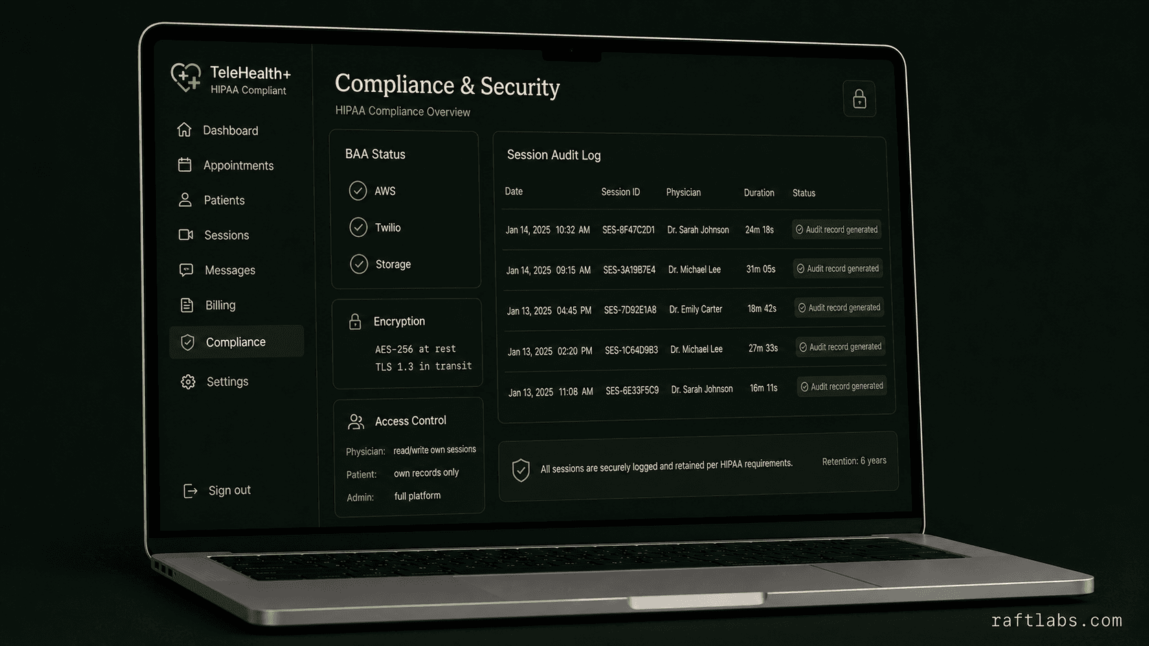 HIPAA-compliant PHI access control via Hasura row-level permissions and AWS Lambda authorization layers