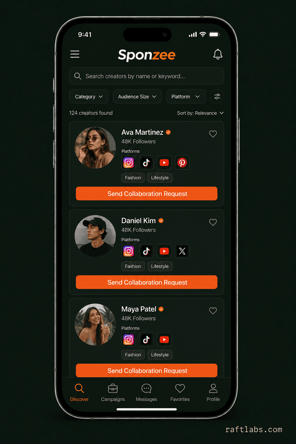 Creator discovery in Sponzee influencer marketing software